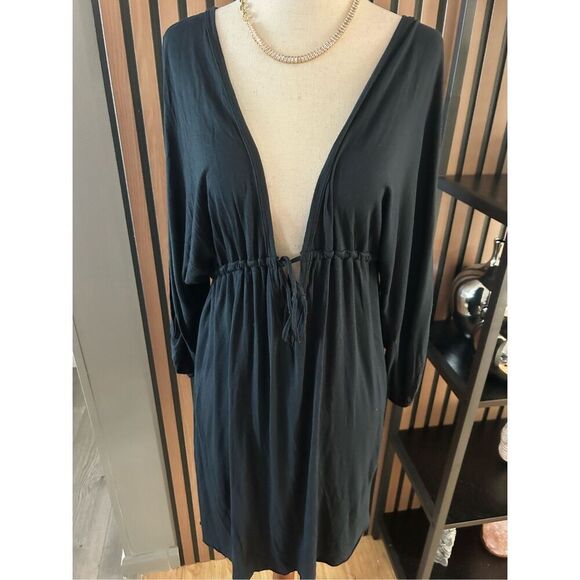 VICTORIA'S Secret Black Swim Coverup Cold Shoulder Size M/L cut out sleeves - Picture 1 of 5